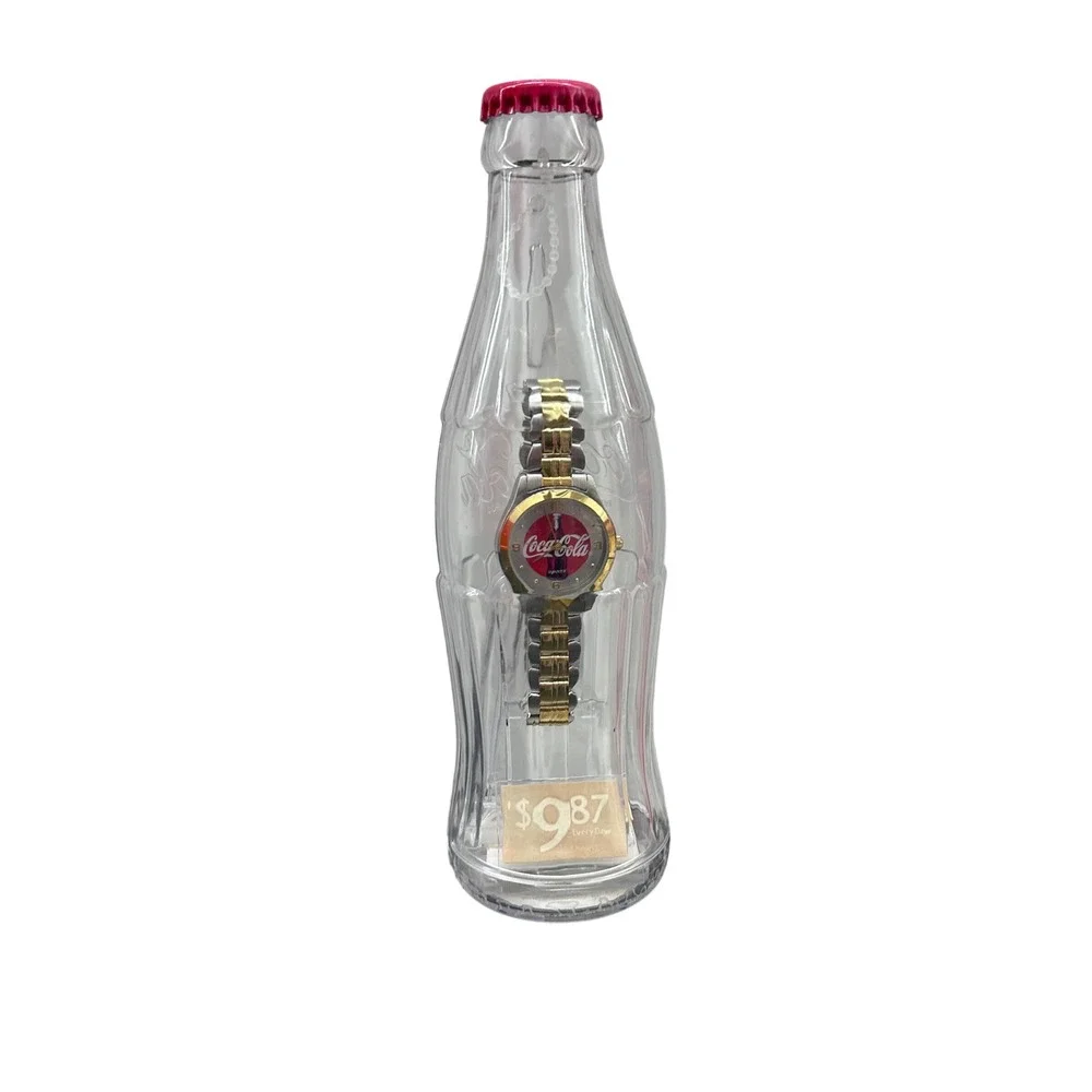 Vintage 2002 Coca-Cola Two Tone Watch in Original Contour Bottle Case 55270W